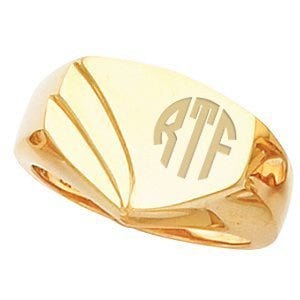 14K Gold Men's Shield Signet Ring