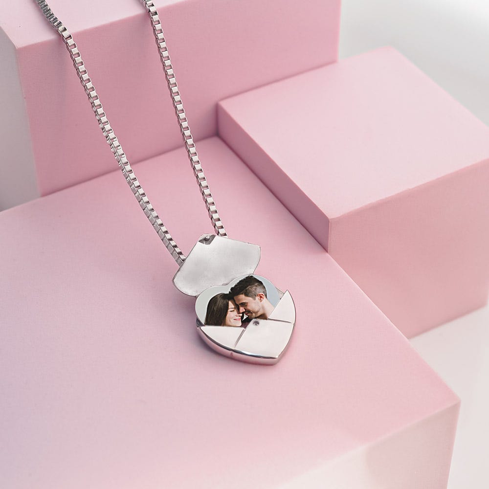 Stainless Steel Envelope Heart Photo Locket