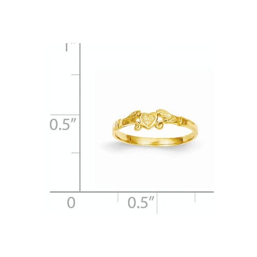 14k Yellow Gold Floral Heart Children's Ring