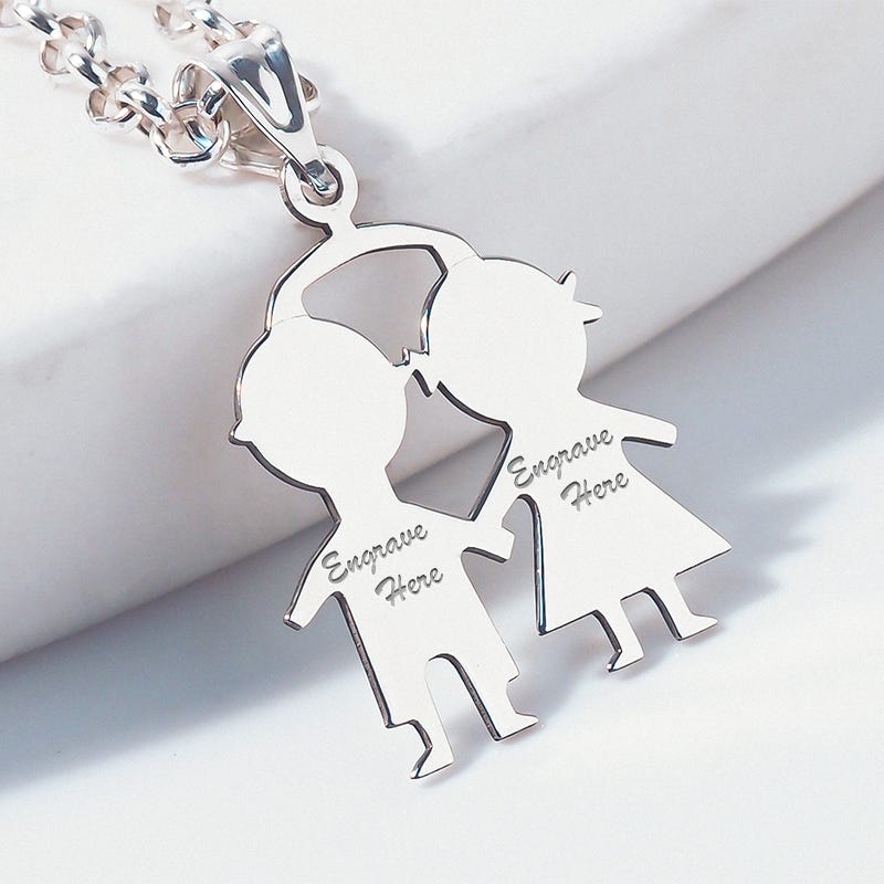 Engravable Boy & Girl Pendant or Charm