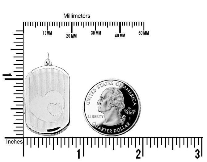 Sterling Silver Heart Swirl Dog Tag Photo Locket