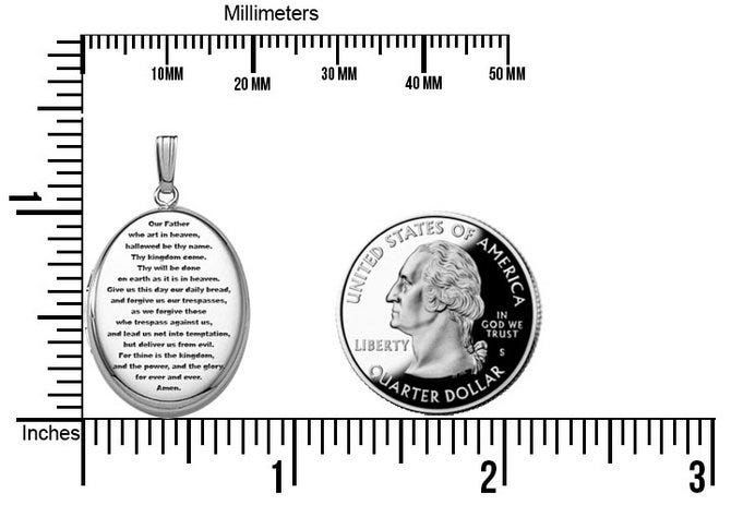 Sterling Silver Lord's Prayer Oval Photo Locket