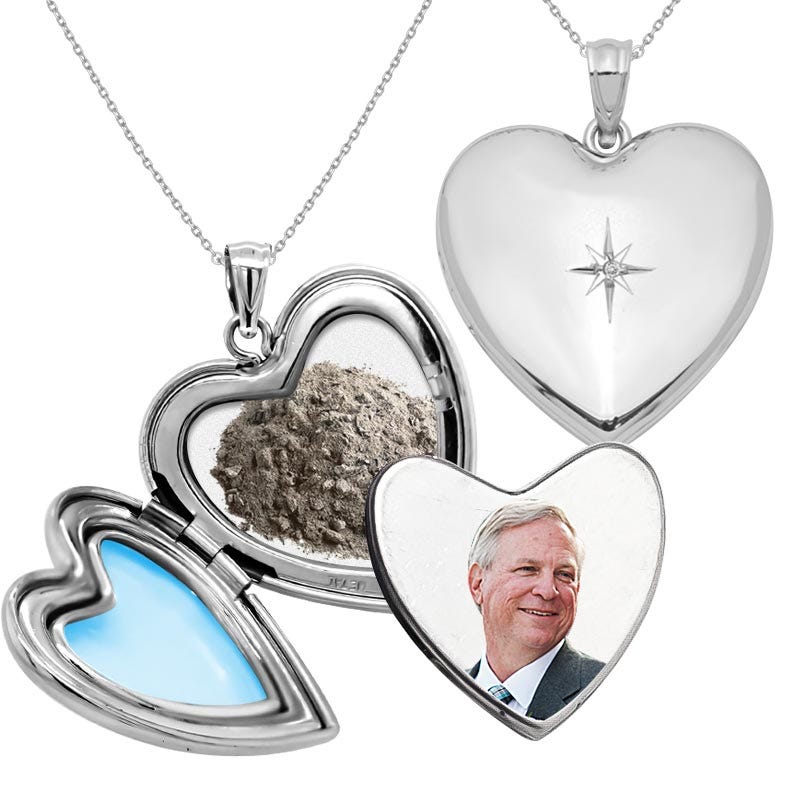 Cremation & Hair Photo Locket with Diamond