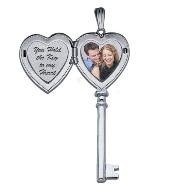 Sterling Silver Classic Key Heart Photo Locket