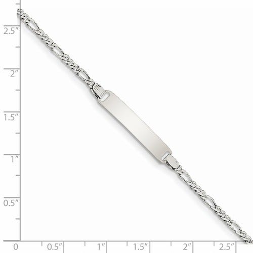 Sterling Silver Figaro Chain Children's ID Bracelet