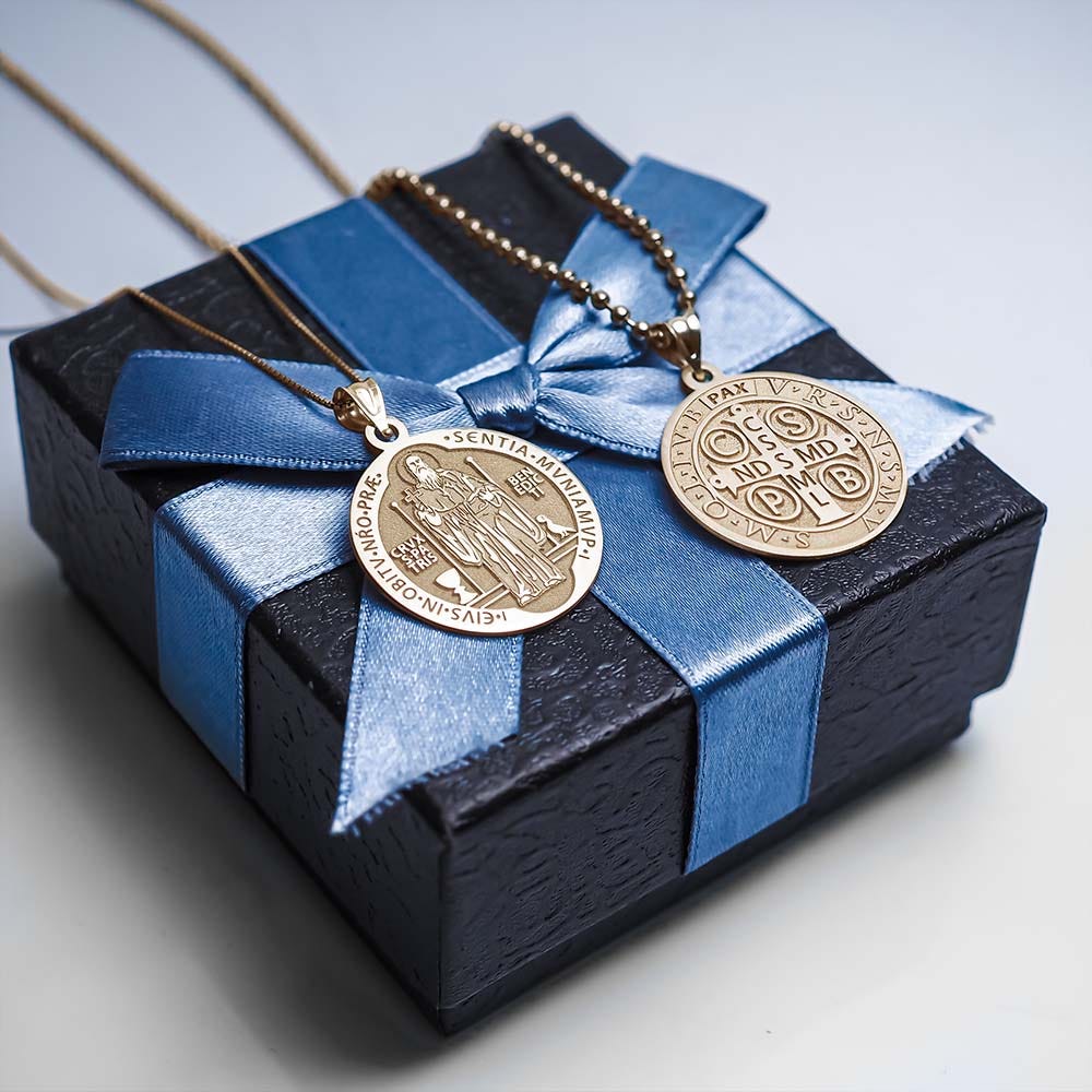 Saint Benedict Round Religious Medal "EXCLUSIVE"