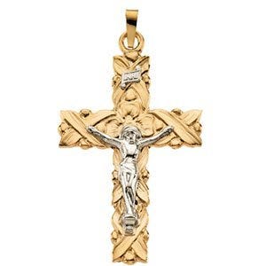 14K Two-Tone Gold Crucifix Pendant