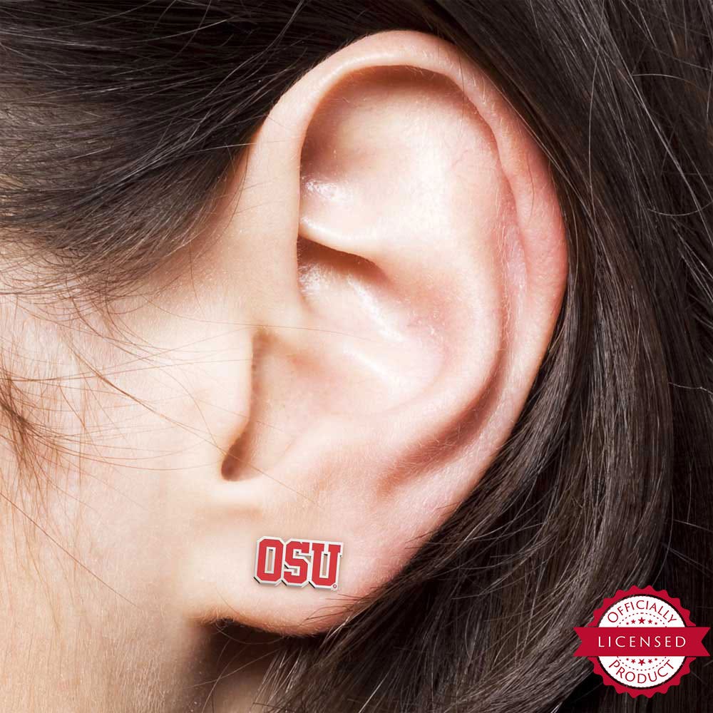 Pair Of OSU Color Enamel Earrings