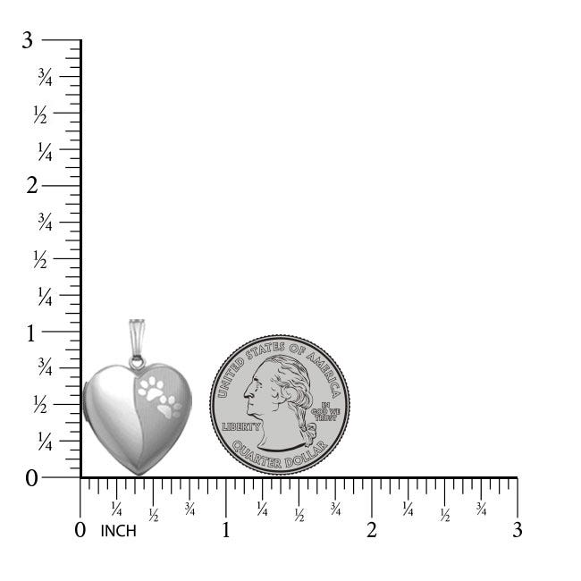 Sterling Silver Paw Prints Heart Photo Locket