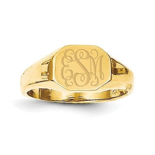 14K Gold Boy's Octagon Signet Ring