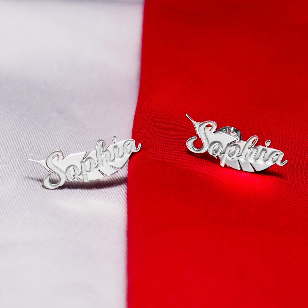 Pair of Feather Name Earrings