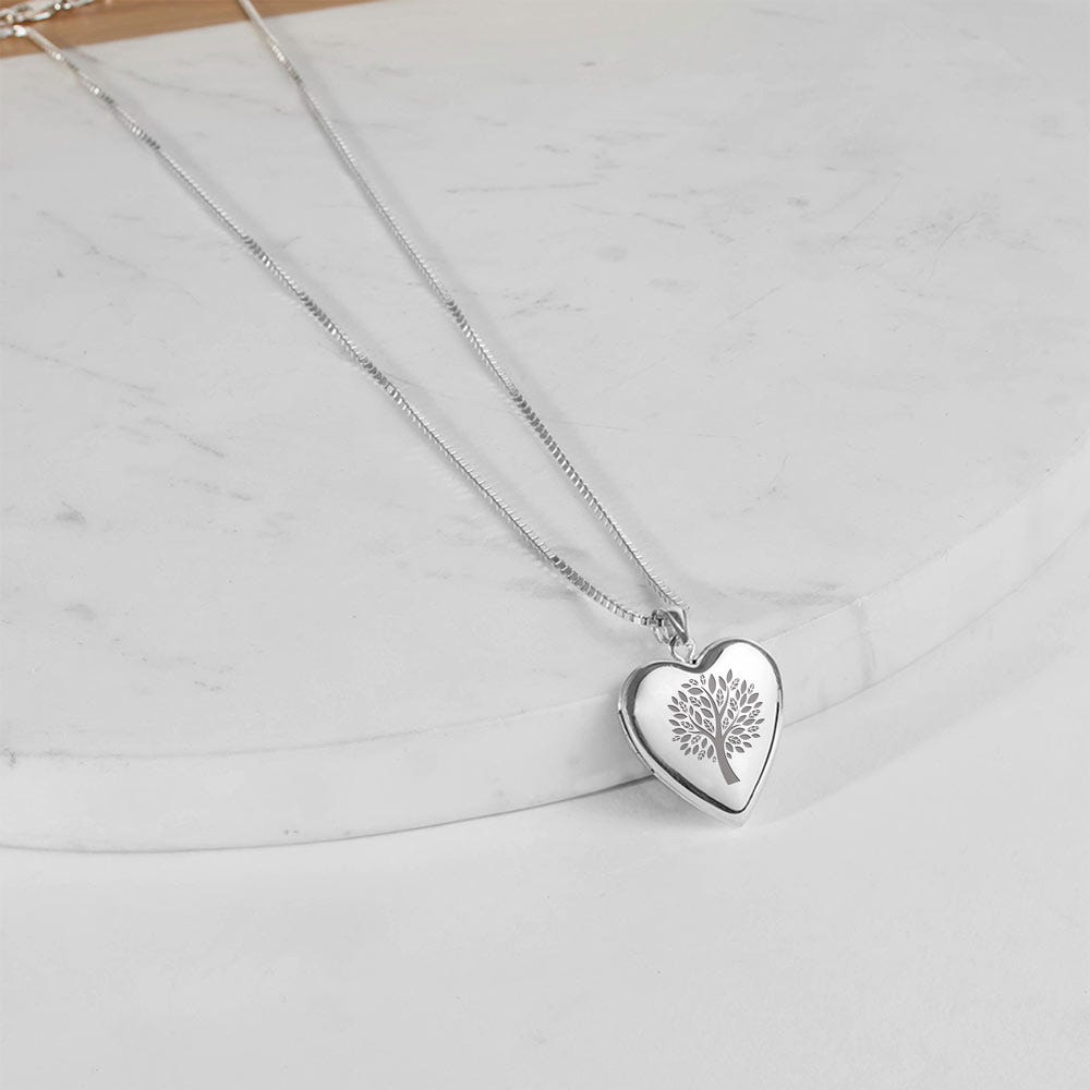 Sterling Silver " Family Tree " Heart Photo Locket