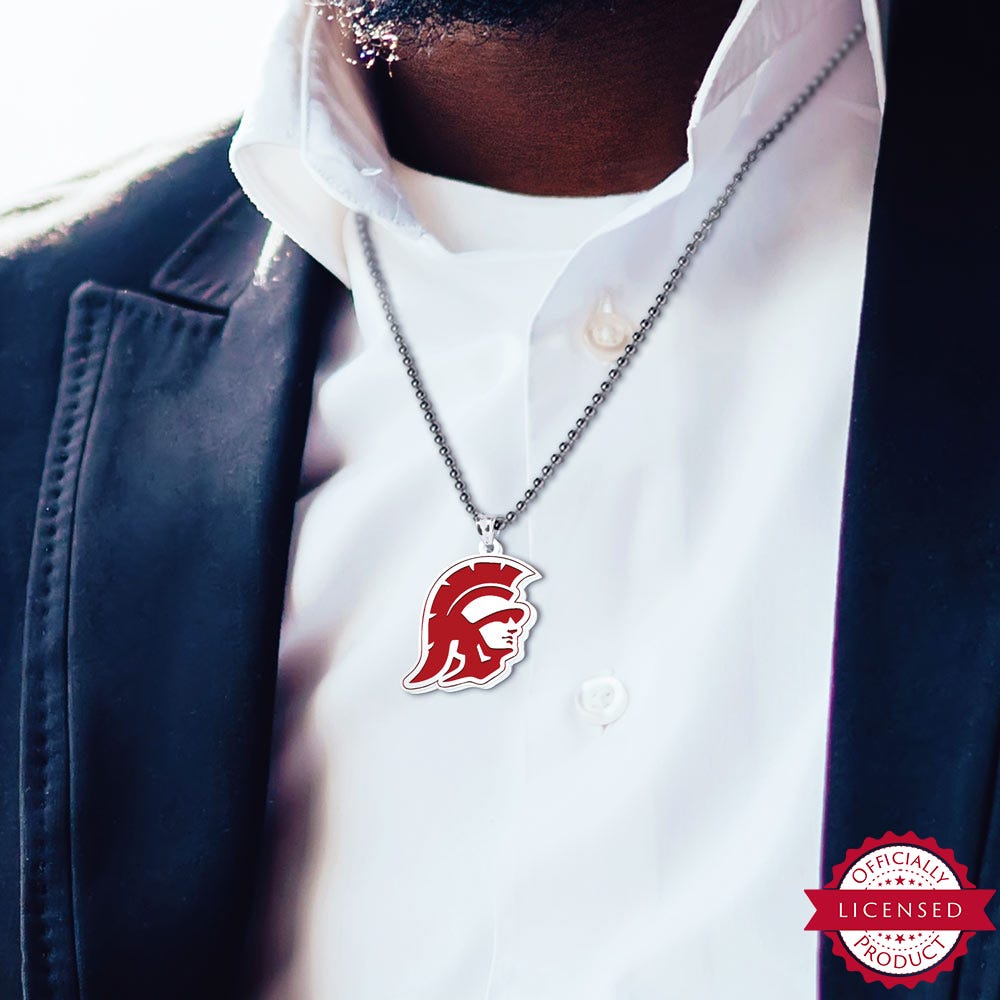 USC Color Enamel Trojan Head Necklace