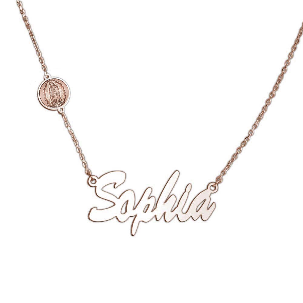 Virgin Mary (Miraculous Medal) Custom Name Necklace