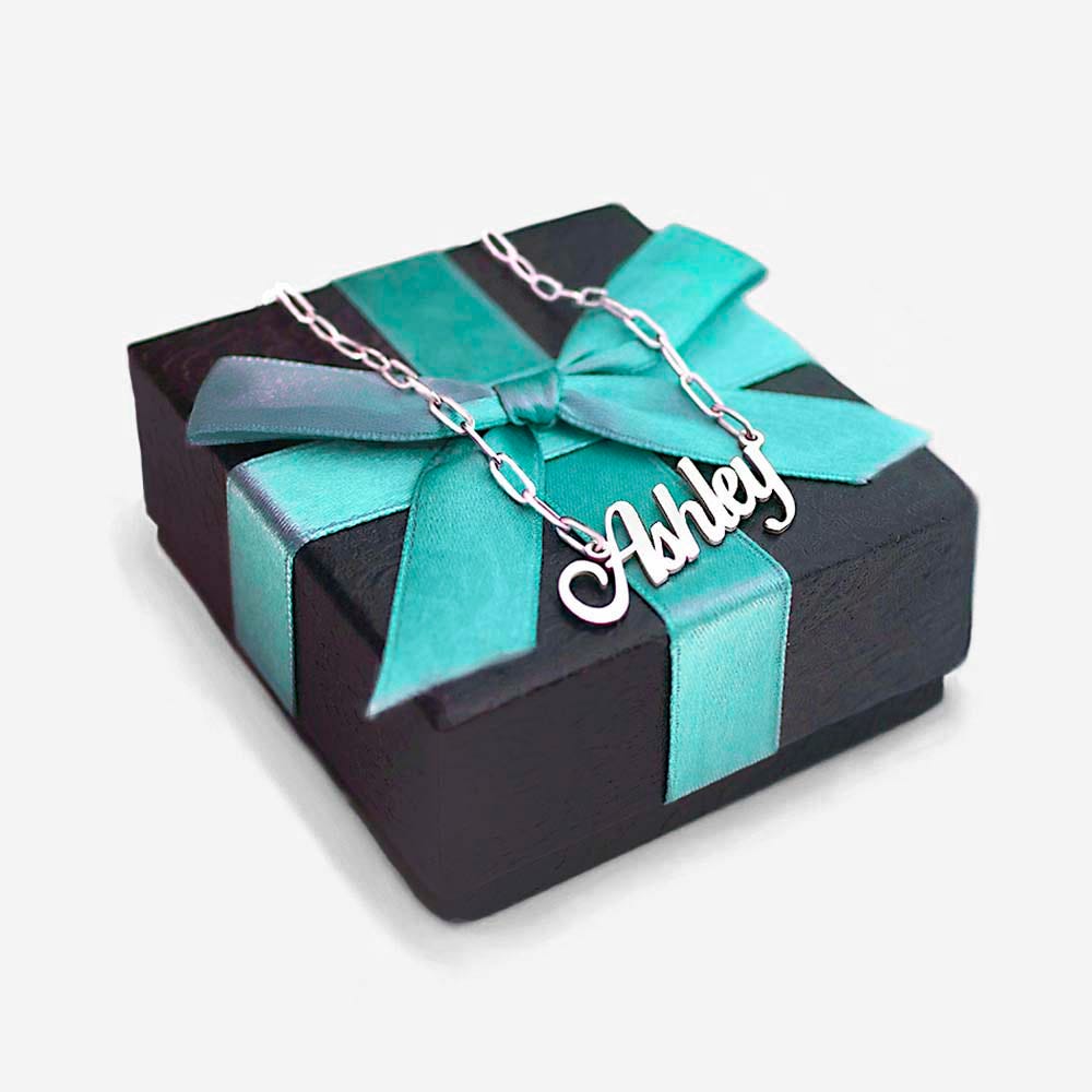 Script Name Necklace with Paperclip Chain Included