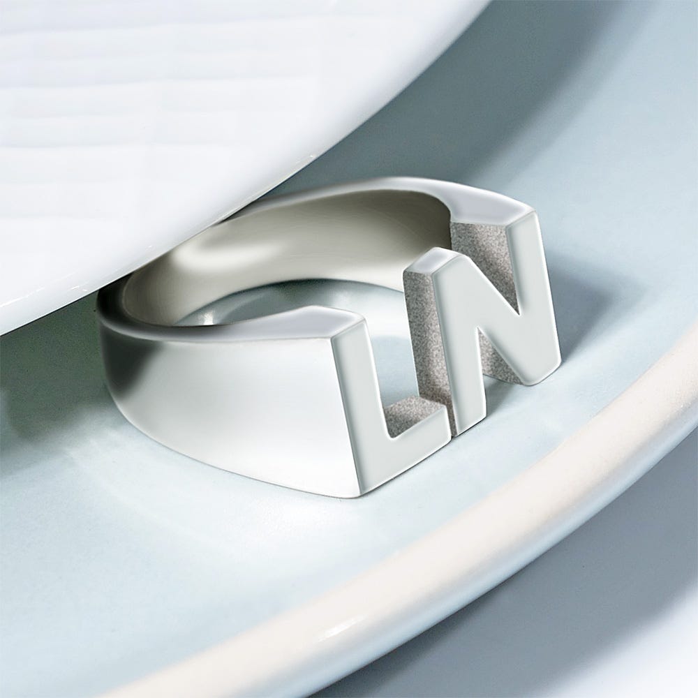 Men's Personalized Two Initial Block Style Ring