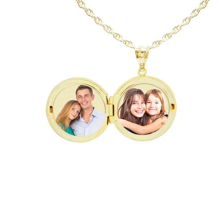 Solid 14k Yellow Gold Dog's Paw Print Round Photo Locket