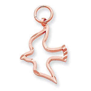 14k Yellow Gold Satin & Diamond -Cut Dove Charm