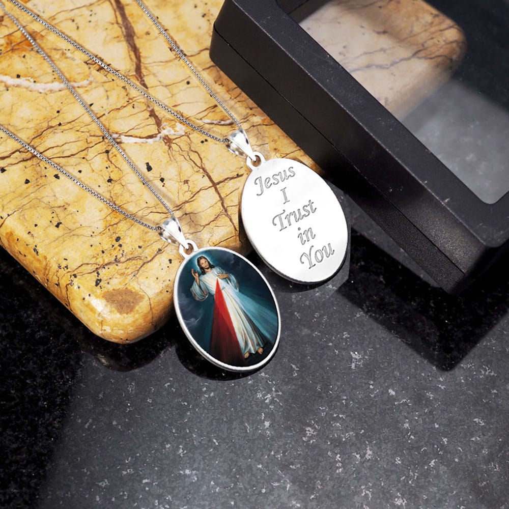 Divine Mercy Double Sided Oval Religious Medal " Color EXCLUSIVE"