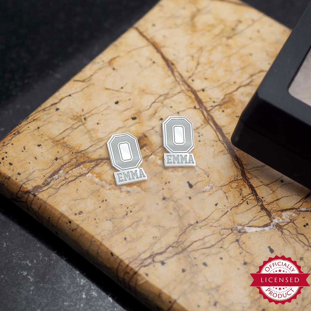 Personalized Pair of Ohio State O Logo with Name Earrings