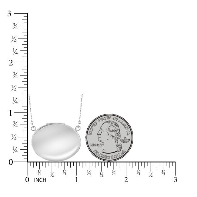 Sterling Silver Sideways Plain Oval Photo Locket with Chain Included