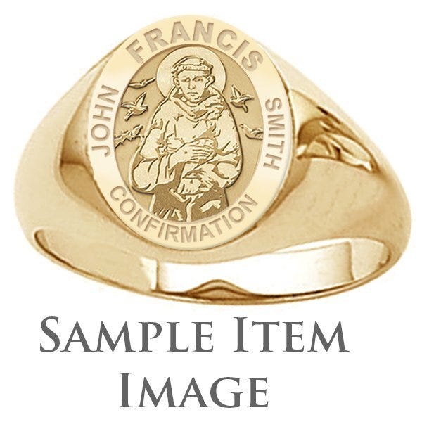 Custom Saint w/ Personalized Saint Name Confirmation Religious Ring