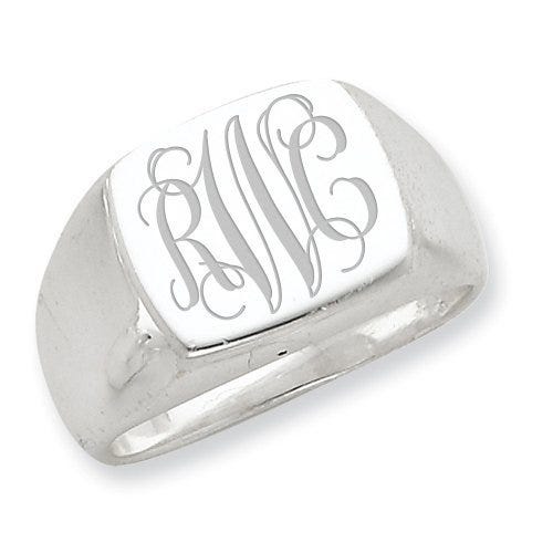 Sterling Silver Men's Square Signet Ring