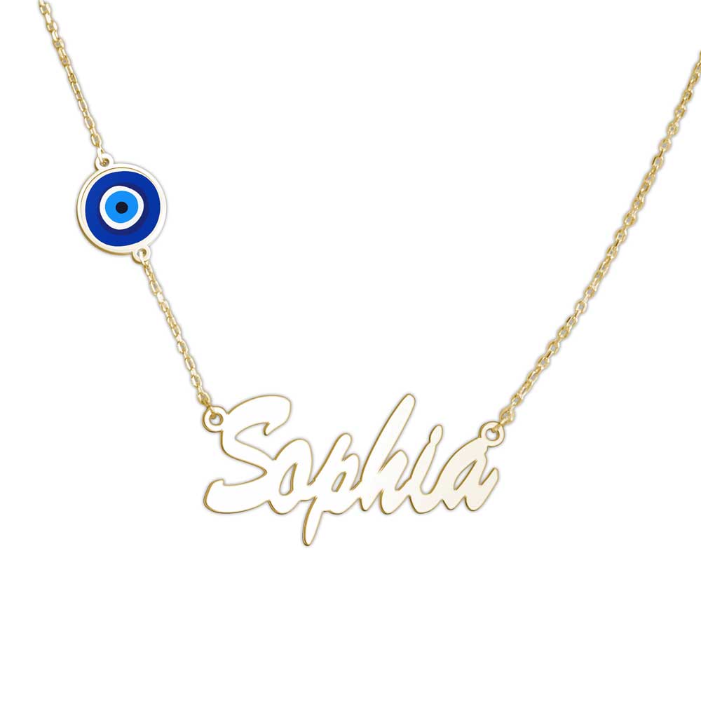 Evil Eye Custom Name Necklace