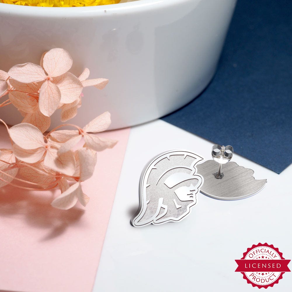 Pair Of USC Trojan Head Earrings
