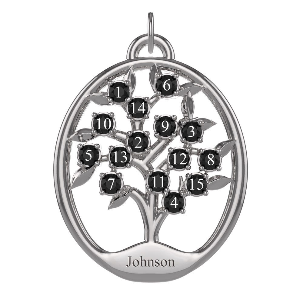 Personalized Family Tree Pendant with up to 15 Birthstones