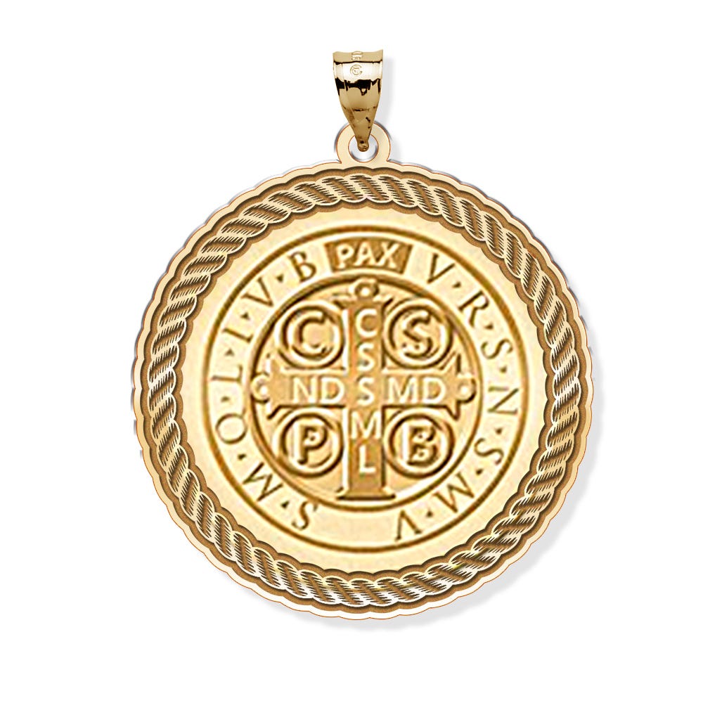 Saint Benedict Round Rope Border Religious Medal