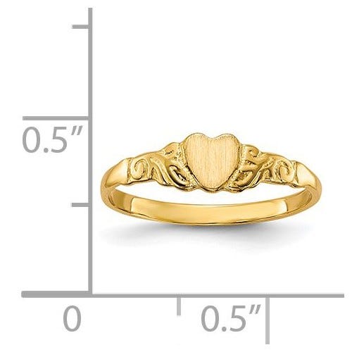 14k Yellow Gold Heart Children's Ring