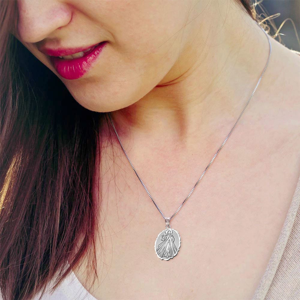 Divine Mercy Doubled Sided Scalloped Oval Religious Medal "EXCLUSIVE"