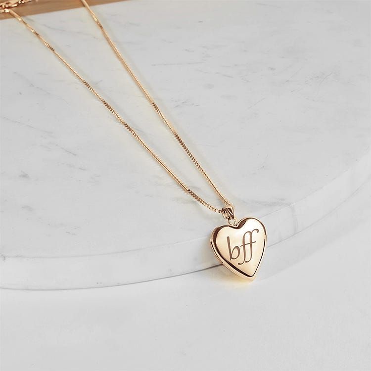 14k Gold Filled BFF Heart Photo Locket