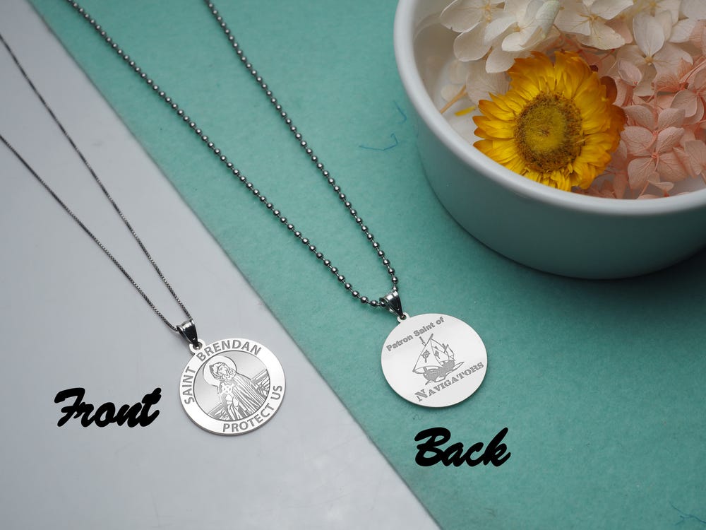 Saint Brendan Double Sided Navigator Round Religious Medal - "EXCLUSIVE"