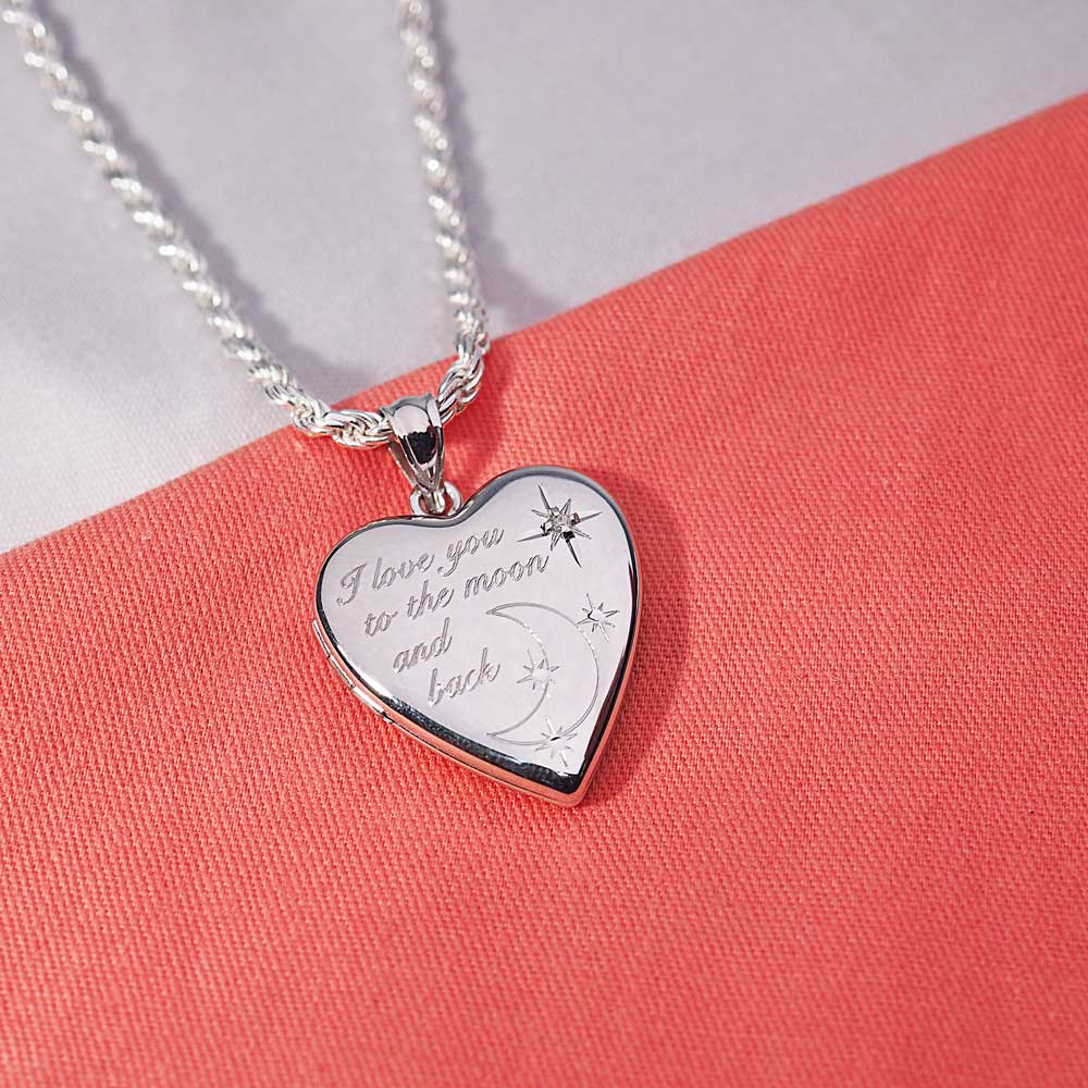 Sterling Silver "To The Moon & Back" Heart Photo Locket