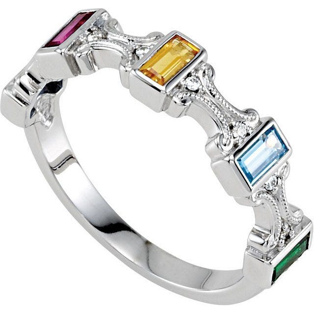 Mother's Ring with Five Birthstones