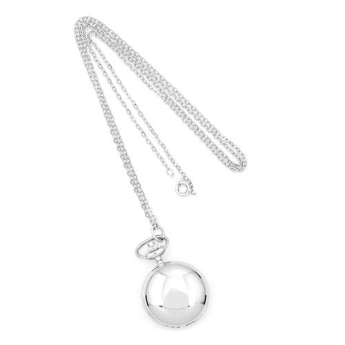 Charles Hubert Women's Chrome Tone Polished Necklace Watch