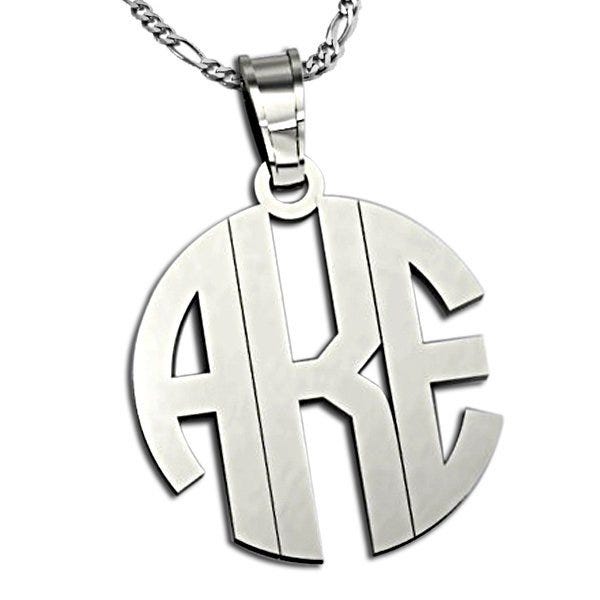 Circle Monogram 3 Letter Block Cut-Out Pendant