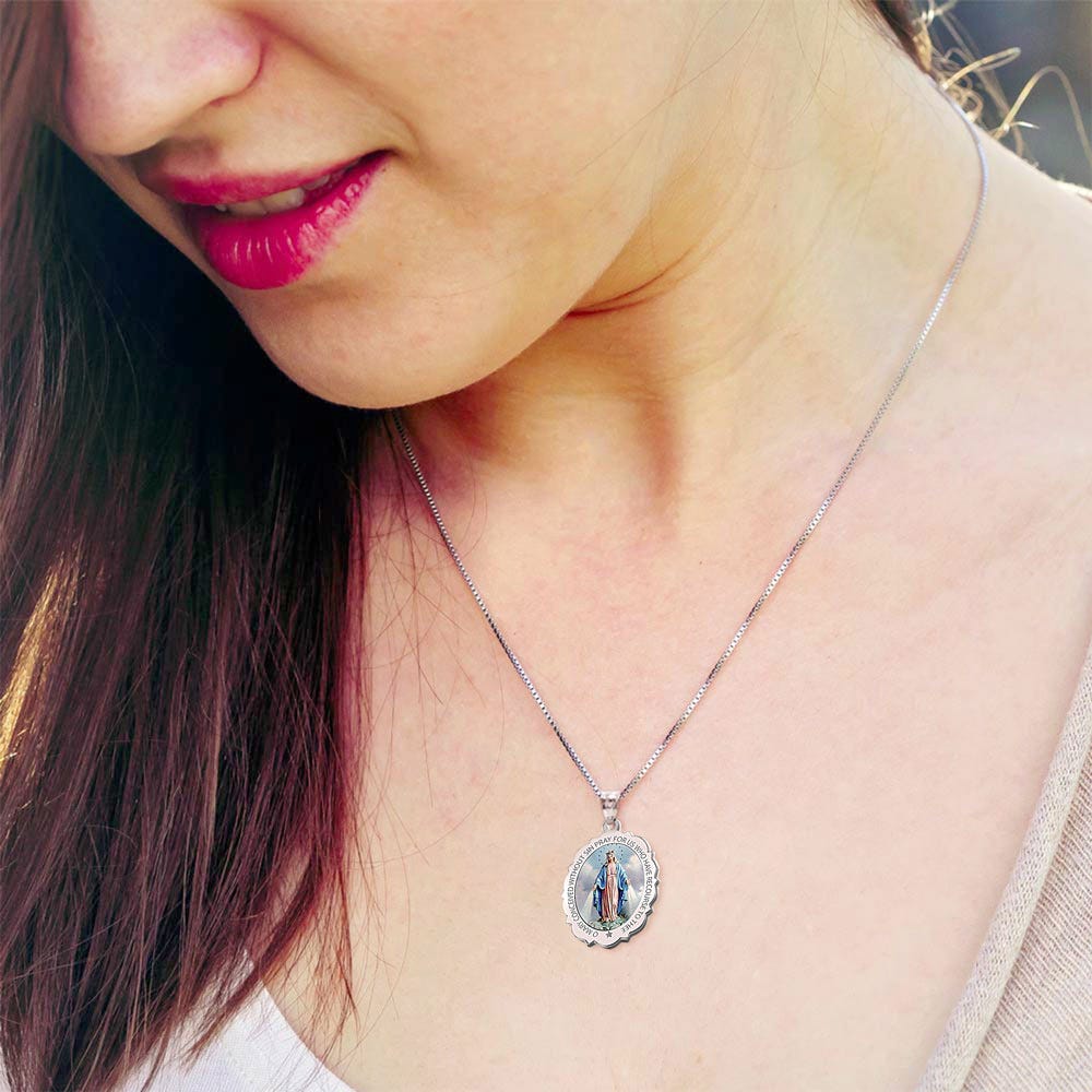 Miraculous Medal Scalloped Oval Color "EXCLUSIVE"