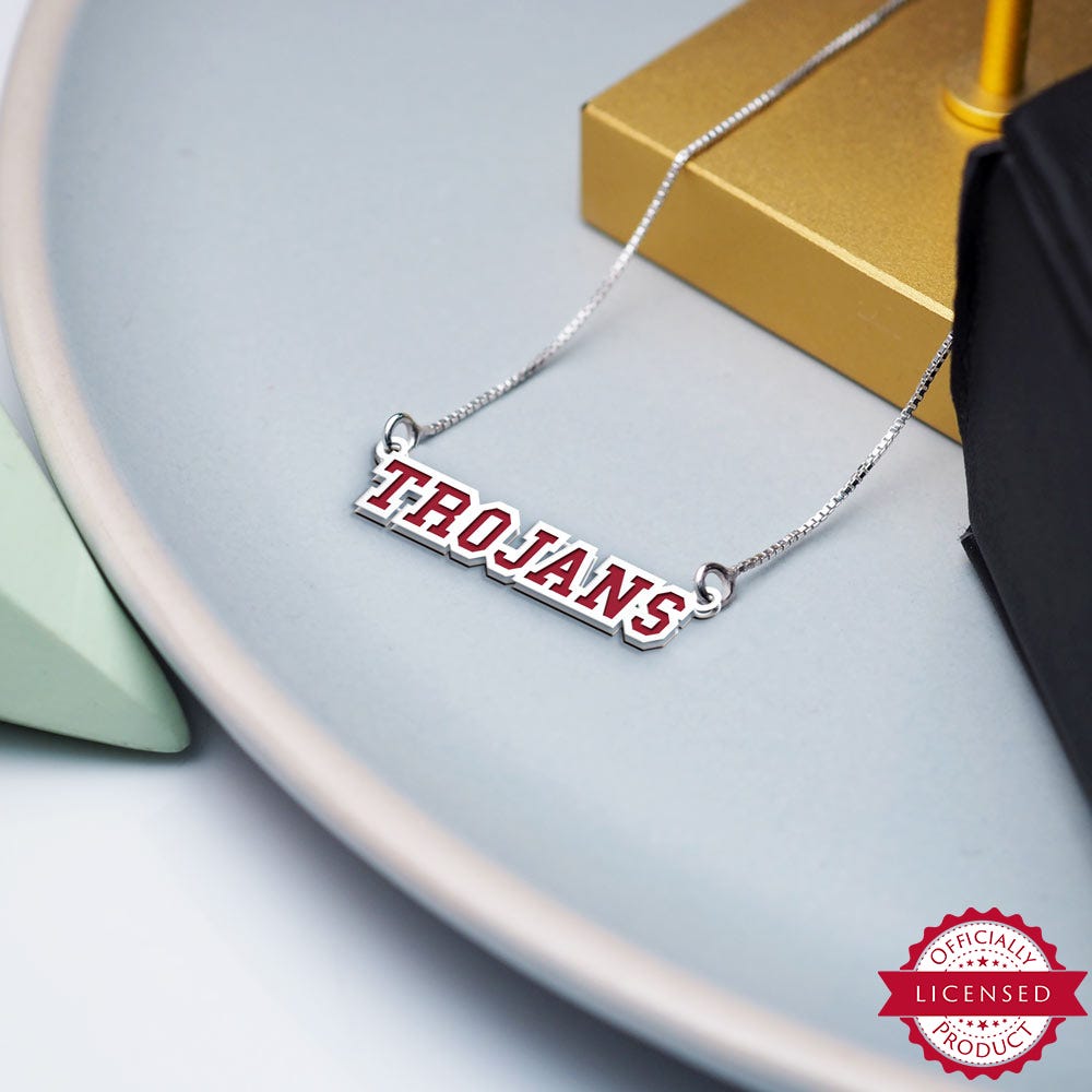 USC Color Enamel Block Trojan Necklace