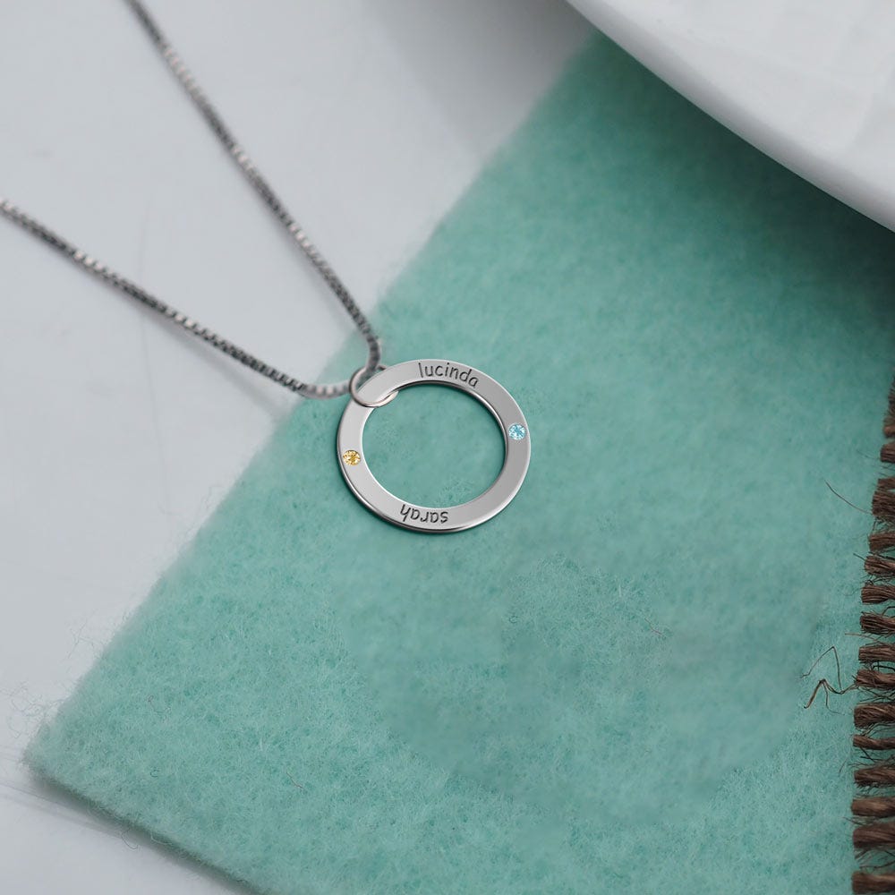 Personalized Two Birthstones Disc