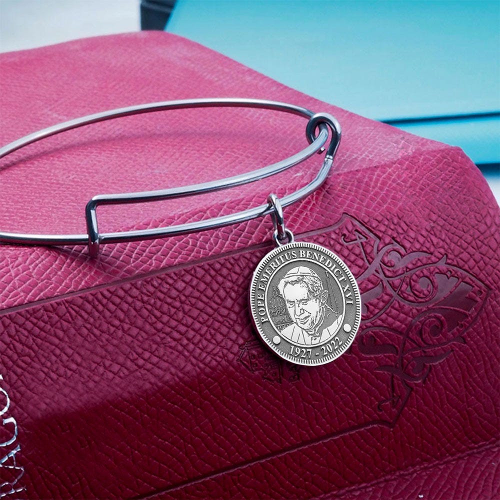 Pope Emeritus Benedict XVI Memorial Commemorative Double-Sided Religous Embossed Bracelet