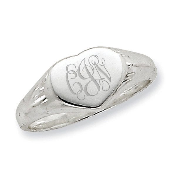 Sterling Silver Women's Heart Signet Ring