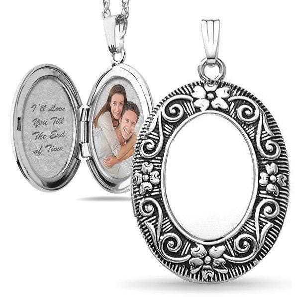 Sterling Silver "Antique" Oval Photo Locket