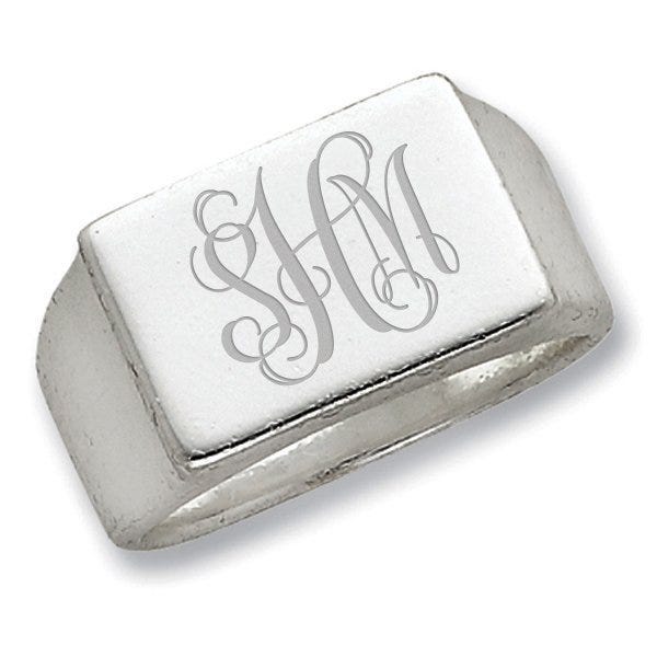 Sterling Silver Men's Rectangle Signet Ring