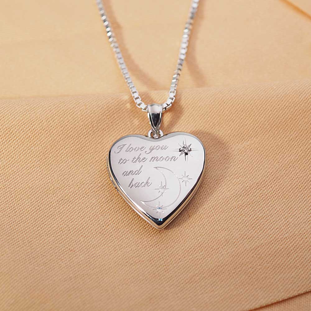 Sterling Silver "To The Moon & Back" Heart Photo Locket