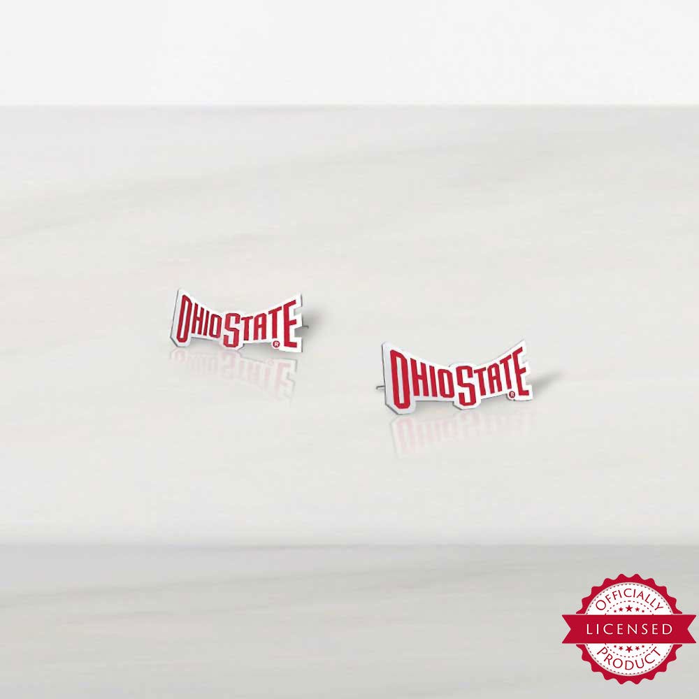 Pair Of Color Enamel Ohio State Banner Earrings