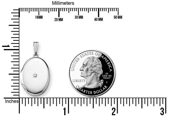 Sterling Silver Diamond Oval Photo Locket