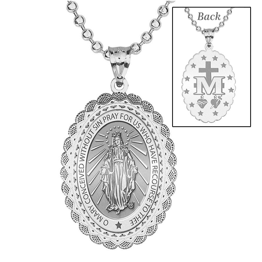Miraculous Medal Doily Border Oval "EXCLUSIVE"